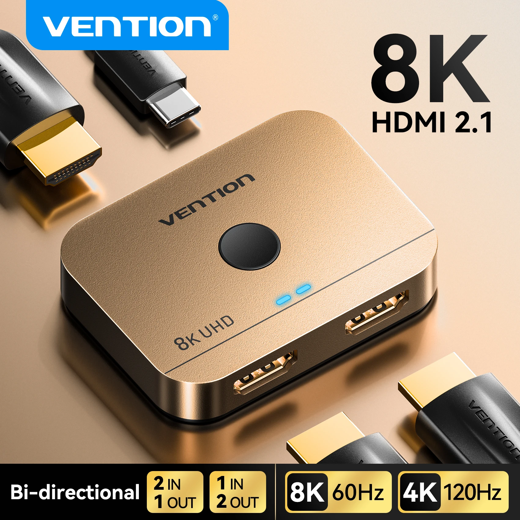 Vention 8K UHD Bi-Directional HDMI Switcher/Splitter