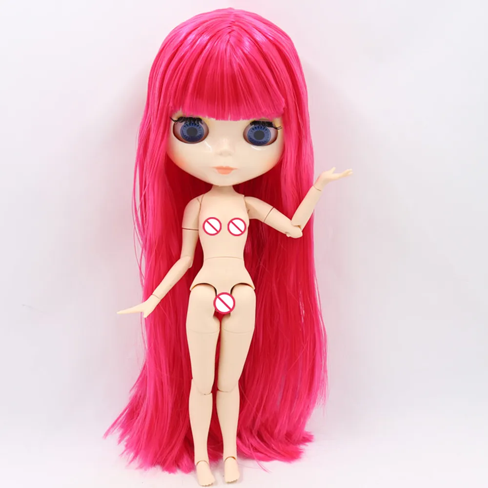 8 middle Blythe factory Doll Joints body Short Pink hair 1/8 bjd shiny face