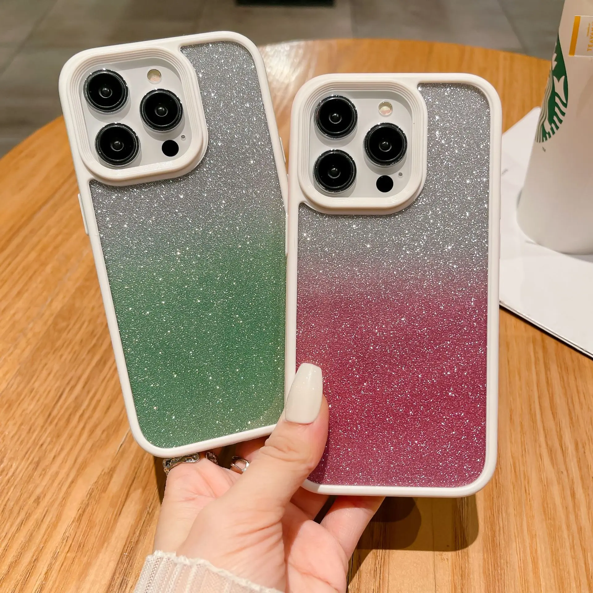 

Fashion Gradient Color Glitter Transparent Shell For iPhone 14 13 12 11 ProMax All-inclusive Shockproof Soft Protective Cover