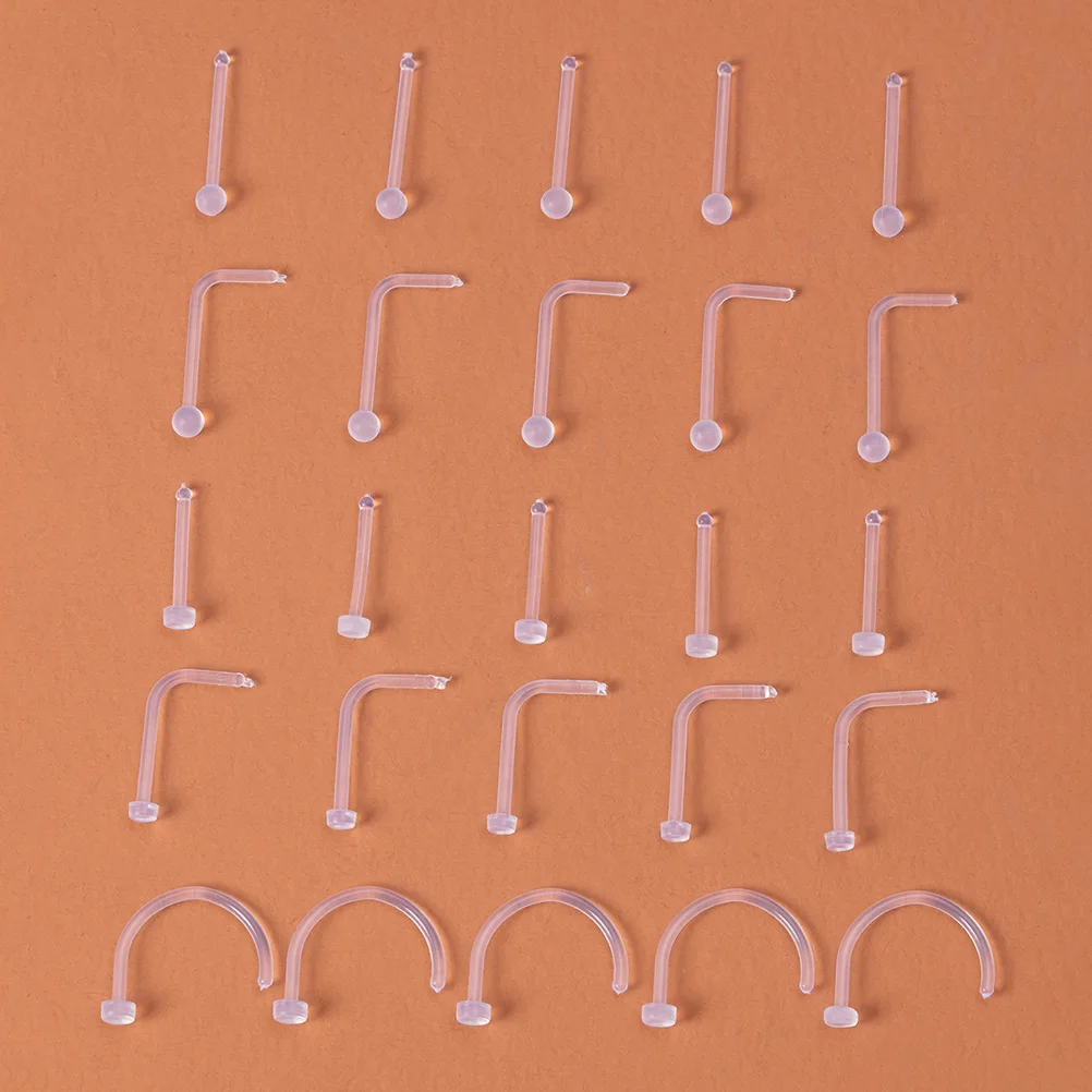 

10pcs Clear Flexible Nose Ring Bioflex Nose Piercing Studs Acrylic Cartilage Earrings Body Jewelry For Women Men 20G