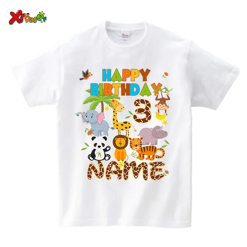 birthday tshirt for boys Family Matching Zoo Animal Clothes Kids Boy Shirt 2st 1st 3 year Party Girl Clothing Outfit name