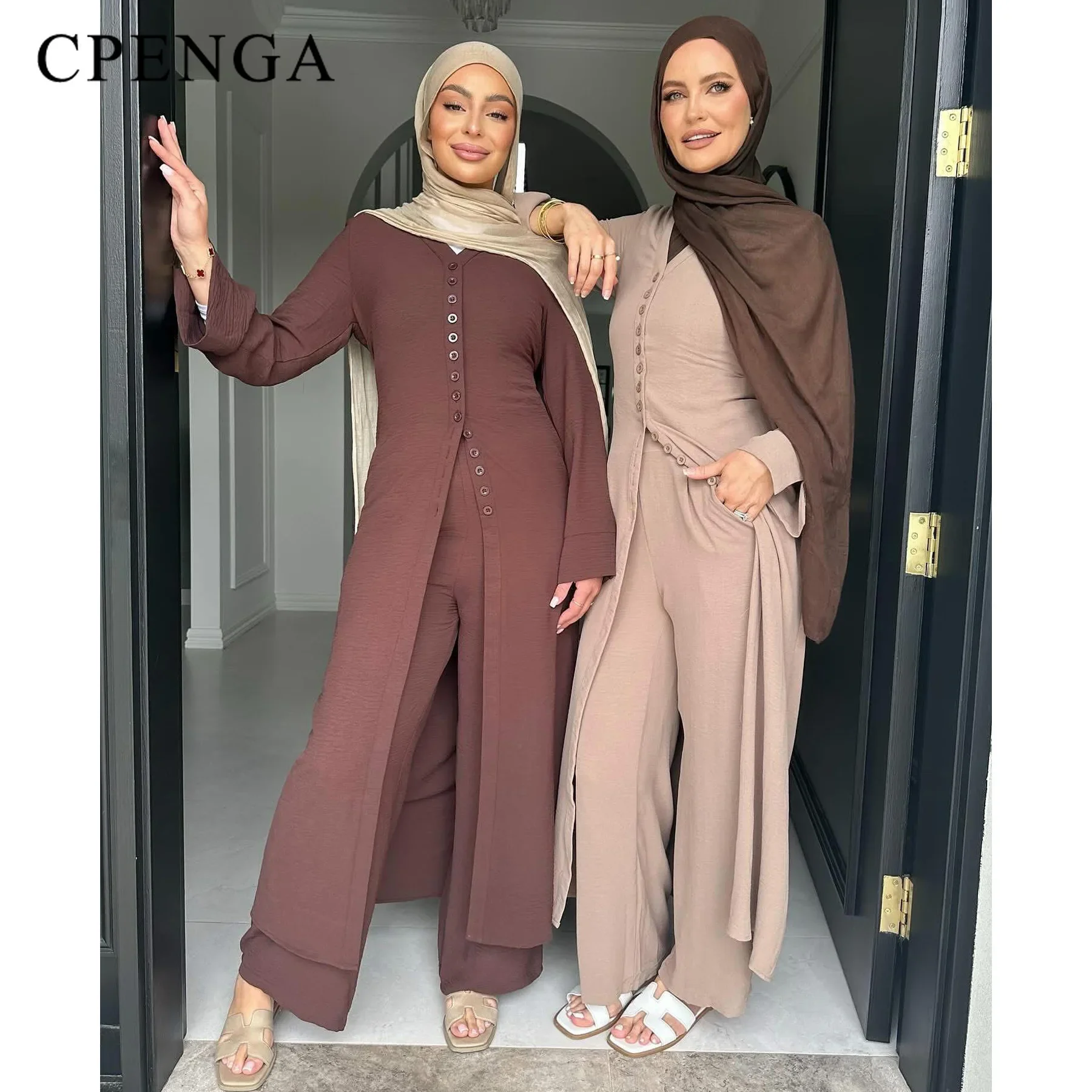 Islamic two-piece set for women Ramadan Dubai modest abaya Islamic women's dress for holidays and travel Turkey fashion robe