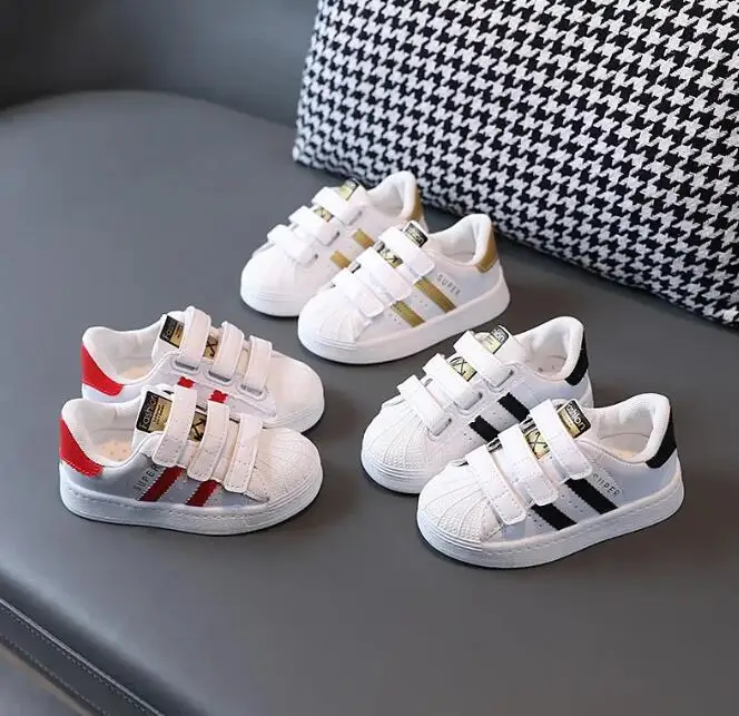 Children's Sneakers Kids Fashion Design White Non-slip Casual Shoes Boys Girls Hook Breathable Sneakers Toddler Outdoor Shoes