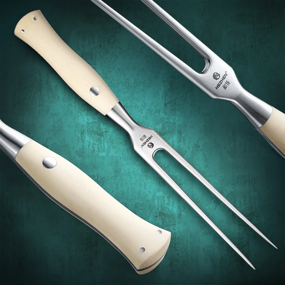 HEZHEN Elegant Series Carving Fork 430 Stainless Steel High quality G10