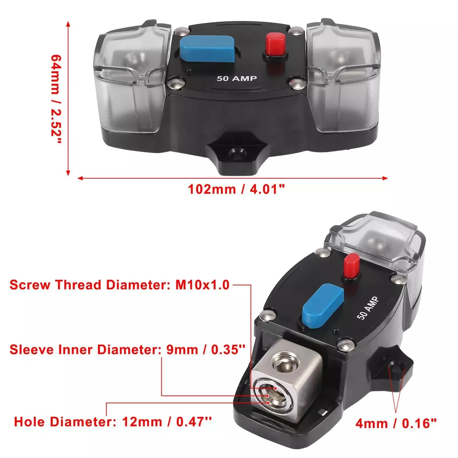 DC 12V-48V Resettable Car Audio Circuit Breaker Fuse Truck Boat Power Protector 30A 40A 50A 60A 80A 100A 150A 200A 250A 300A circuit breaker resettable fuse