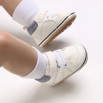 Spring and Autumn Newborn Baby Shoes Boys' Fashion Sports Shoes White Baptist Walking Shoes Perfect Gift for First Step Walkers