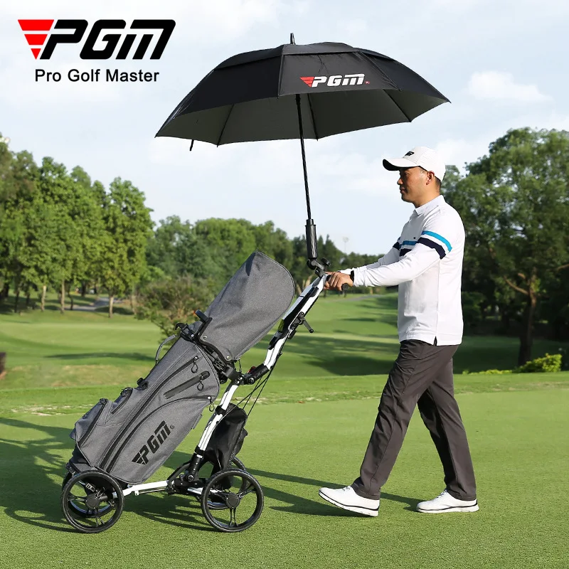 

PGM Golf Bag Cart Four Wheels Light Weight Foldable Golf Cart with Umbrella Holder Golf Carrier Cart with Brake Golf Accessories