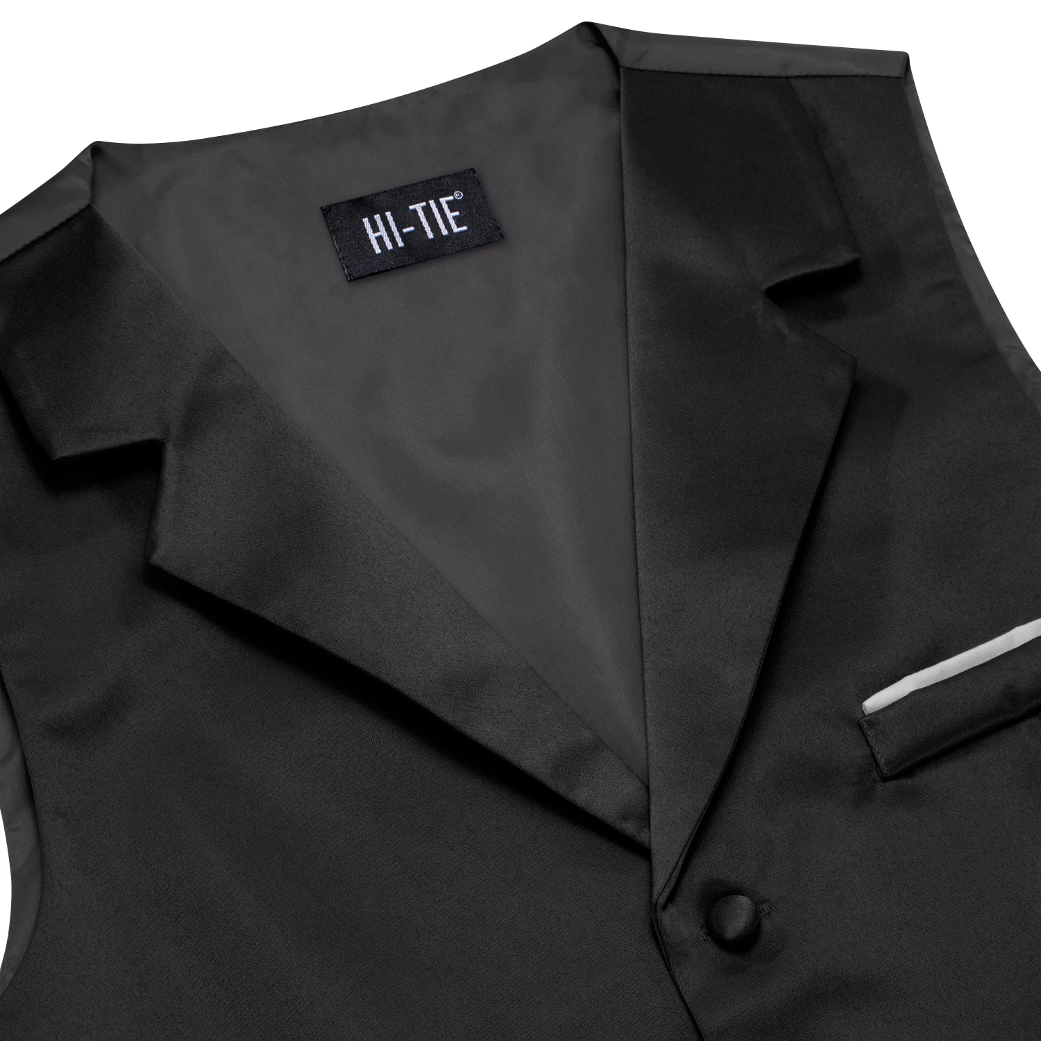 Hi-Tie Solid Black V-neck Men Vest With Tie Jacquard Tuxedo Dress Waistcoat Adjustable Jacket Casual Business Party Fashion 2