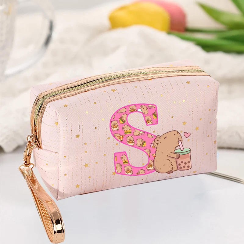 Capibara Cosmetic Bag New Anime Capybara Pencil Case Kids School Stationery Pouch Women Travel Organization Make-up Handbag Gift