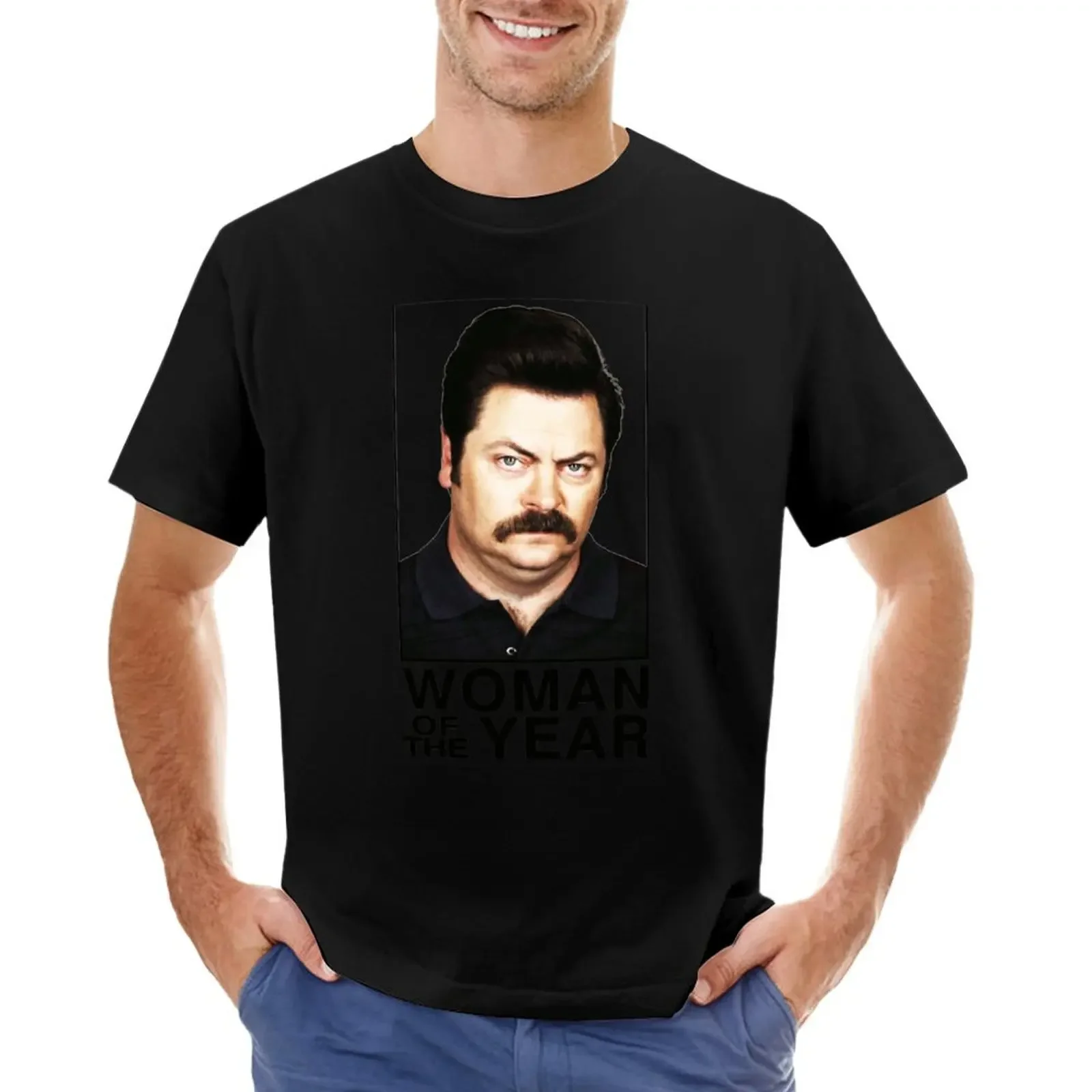 

Rec Ron Swanson T-shirt summer top Aesthetic clothing aesthetic clothes boys whites T-shirts for men cotton