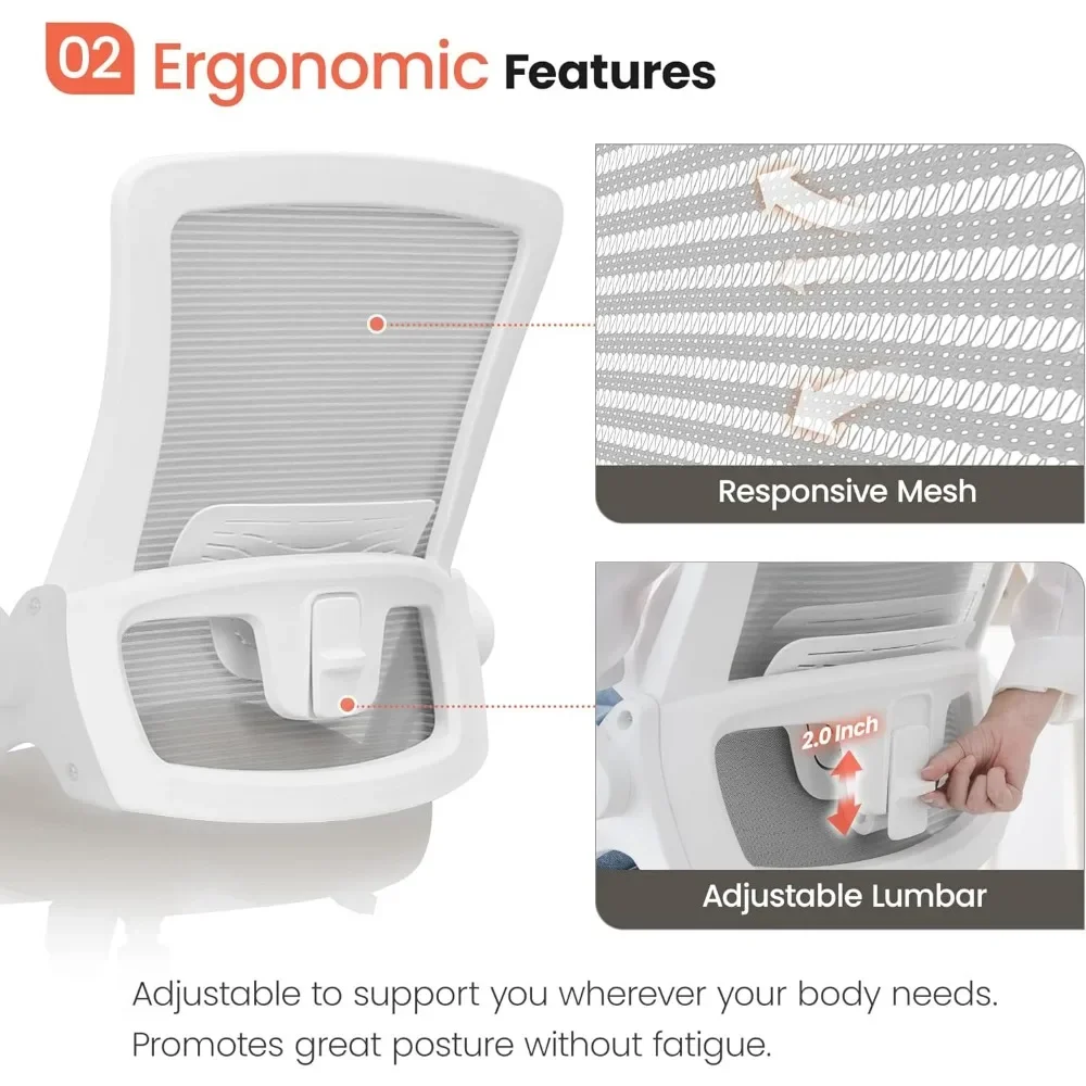 High Back Mesh Chair Adjustable Height and Ergonomic Design Home Office Computer Desk Chair 2