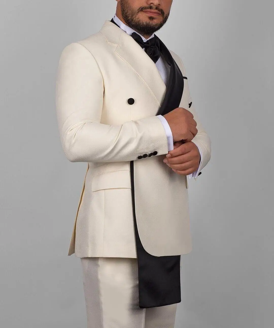 Men Wedding Suits 2 Piece Slim Fit Double Breasted Blazer Business Groom Tuxedos Party Prom Costume Homme Black Fashion Style