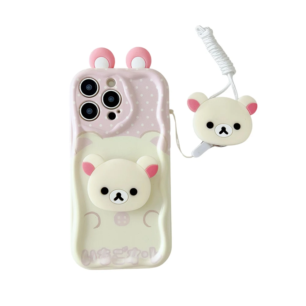 Rilakkuma Wave Design Phone Case with Holder Rope