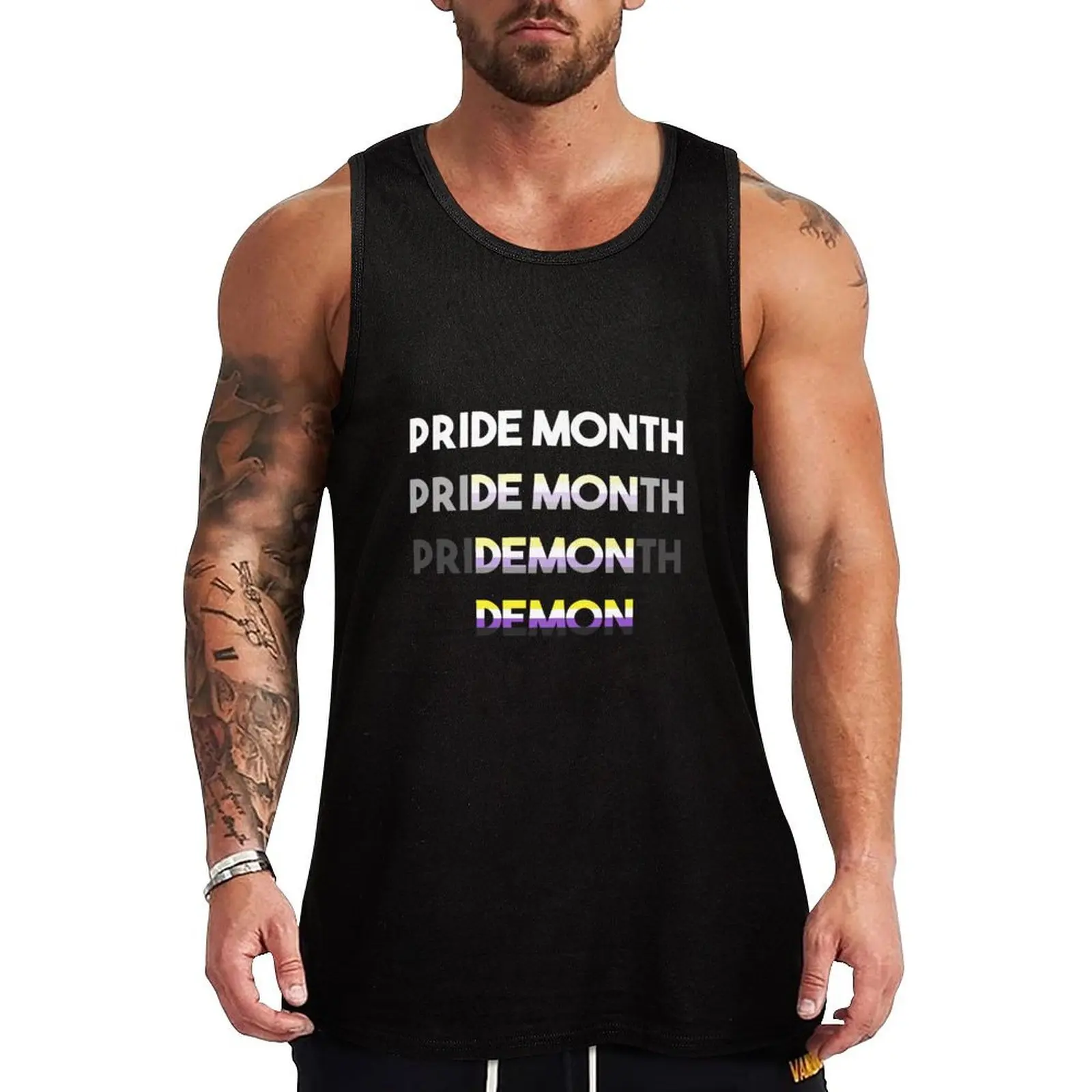 

Non Binary Pride Demon Tank Top mens clothing Men's summer clothes Men's singlets man vest