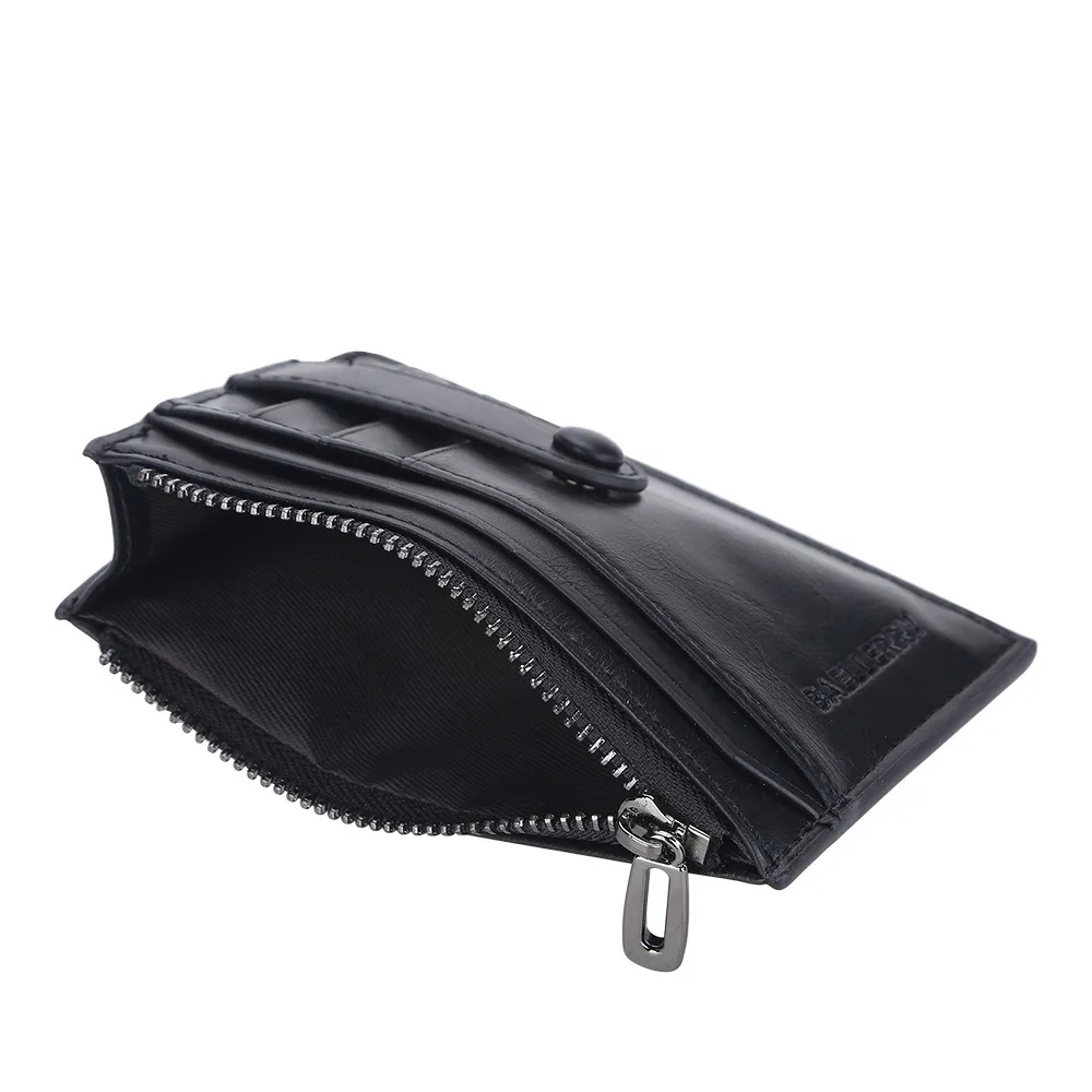 Baellerry Men's 12-Slot PU Card Wallet, Slim Multi-Pocket Money Organizer with ID Window (Charcoal Black, RFID-Free)