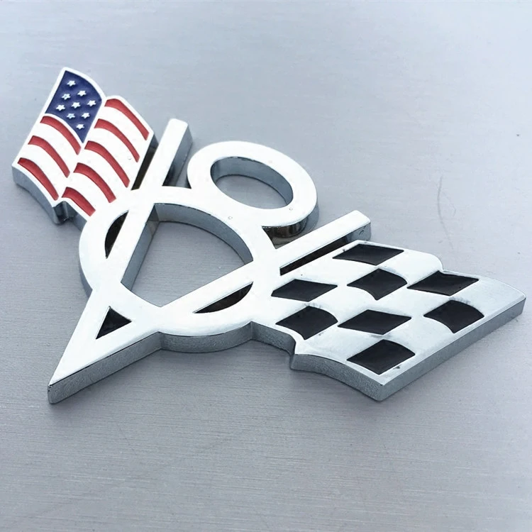 

1 PCS 3D Metal V8 US Flag Emblem Badge Car Stickers for JEEP Fiat Bmw Lada Audi Opel Skoda Toyota VW Benz Car Accessories