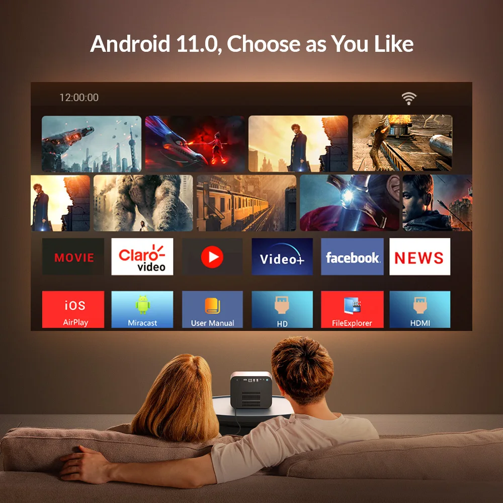 Фото BYINTEK R90 Rock Full HD 1080P DLP проектор 2200 ANSI люмен Android TV 11,0 3D 4K Поддержка смарт-проектор для домашнего кинотеатра №5
