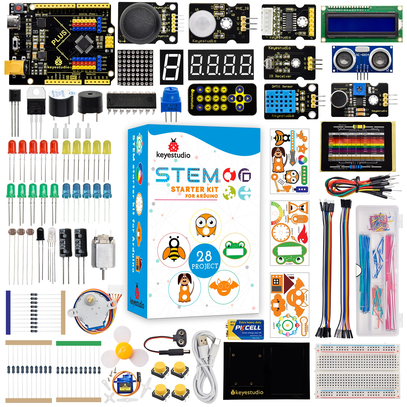 Keyestudio STEM  Plus Board Starter Kit for Arduino Starter Kit Full Set Complete Electronic DIY Projects Programming Kit