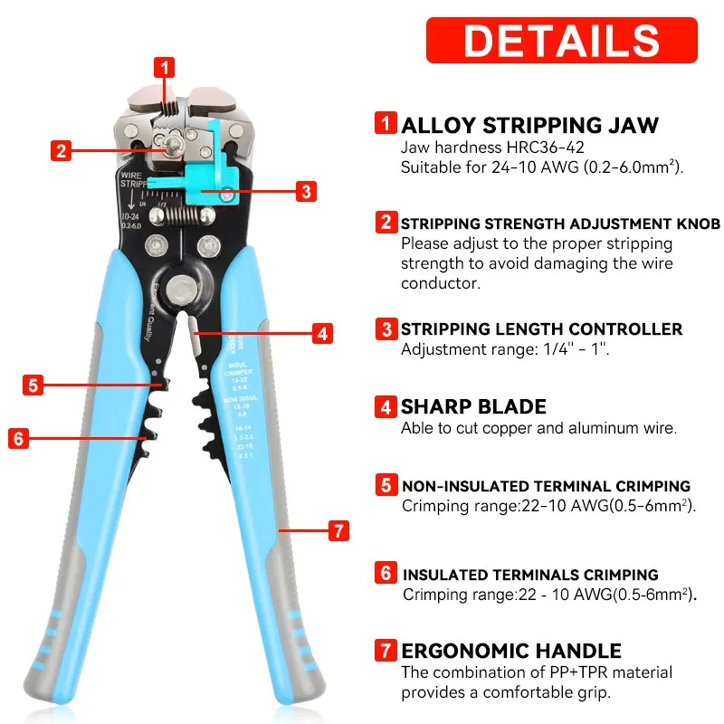 YEFYM-Pelacables automático 3 en 1, herramientas de reparación de  electricista, multiherramienta, alicates, YE-1