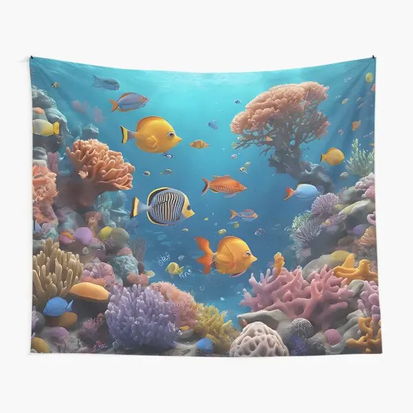 Undersea World Tapestry Tropical Fish Tapestry Wall Hanging Ocean