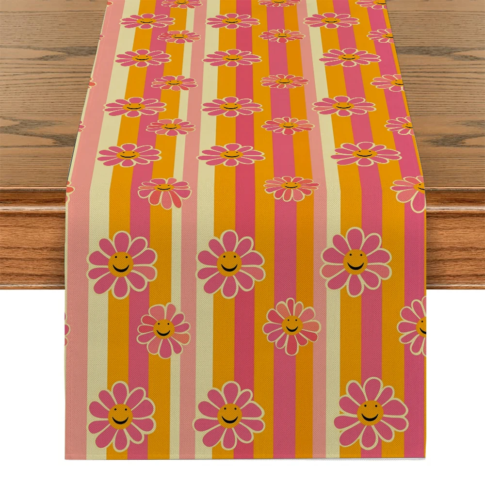 

Daisies Flower Abstract Table Runner Kitchen Dining Table Decoration for Indoor Outdoor Home Table Runners