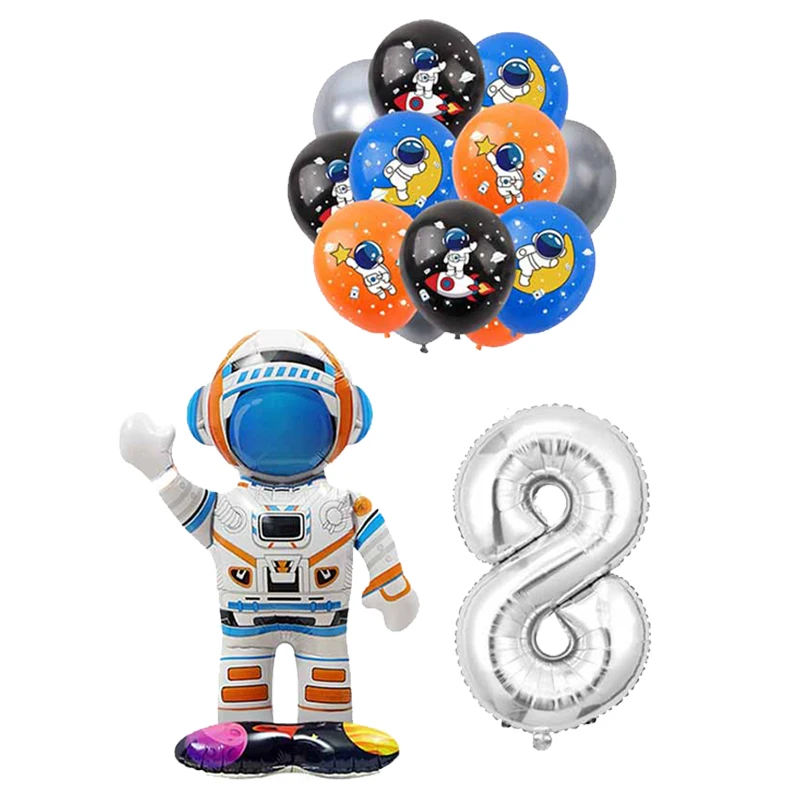 Weltraum-Astronaut Geburtstags-Dekorations-Set Tischgeschirr Tassen Teller Servietten Luftballons Geschenktüten Papa-Kreis für Kinder Jungen Party-Zubehör – Detail 39