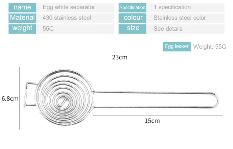 Portable Spiral Stainless Steel Egg White Separator Wire With Long Handle Household Egg Tools Kitchen Accessories Kitchen Tool