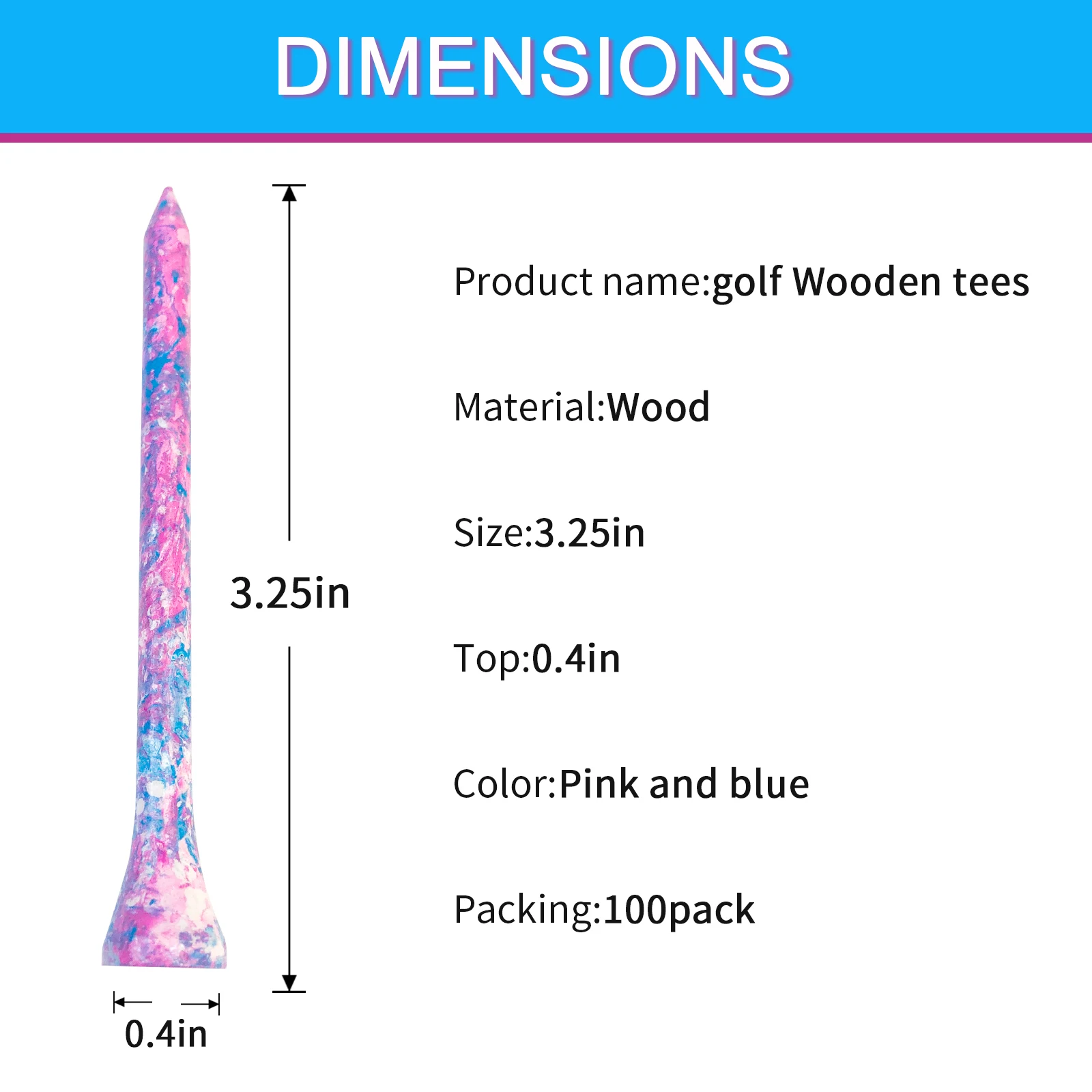83MM/ 3-1/4 Inches Wooden Golf Tees Colorful Golf Wood Tees Accessories 100 Pack 2