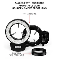 RF4 Microscope Adjustable 144 LED Lighting Industrial Binocular Stereoscopic Lens Magnifying Glass Ring Light Source 1