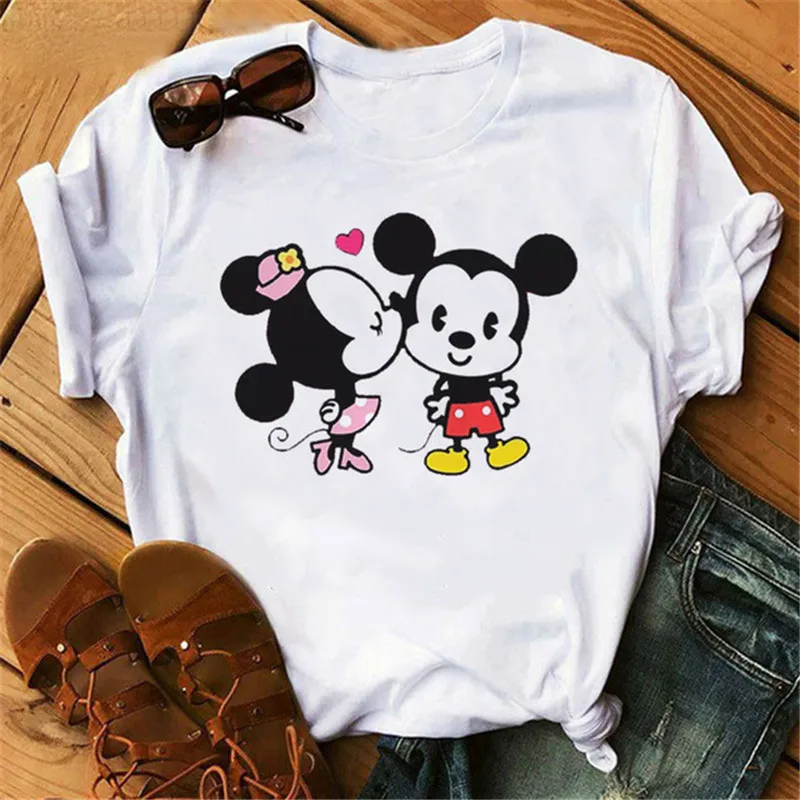 

Disney Mickey Mouse T Shirt Women Kawaii Tops Cartoon Graphic Men Tees Funny Harajuku Y2K T-shirt Fashion Tshirt Female Clothing