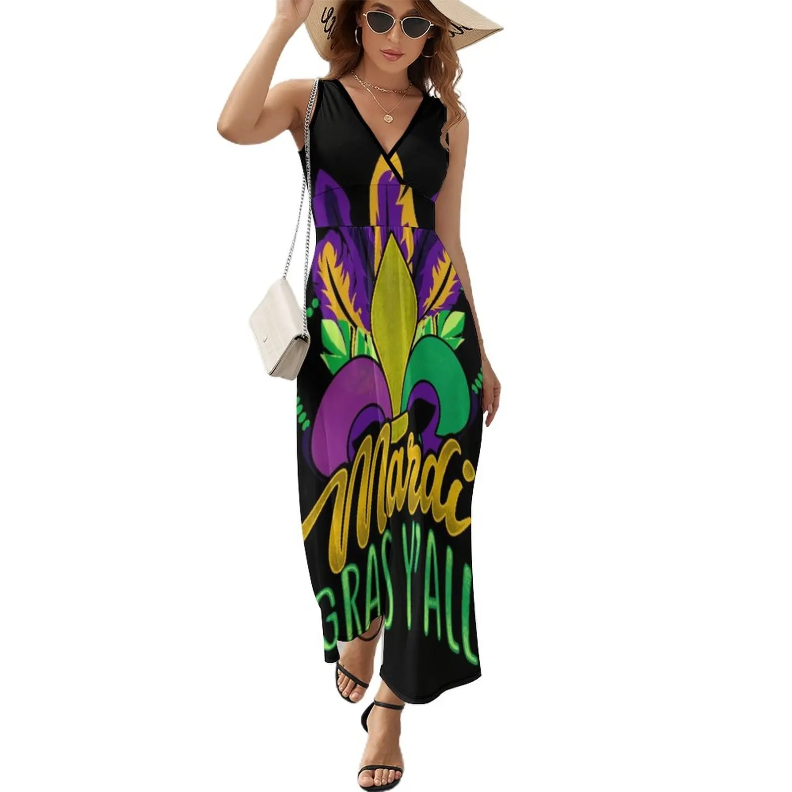 

Mardi Gras Y'All Sleeveless Dress women's elegant loose dresses Woman clothes
