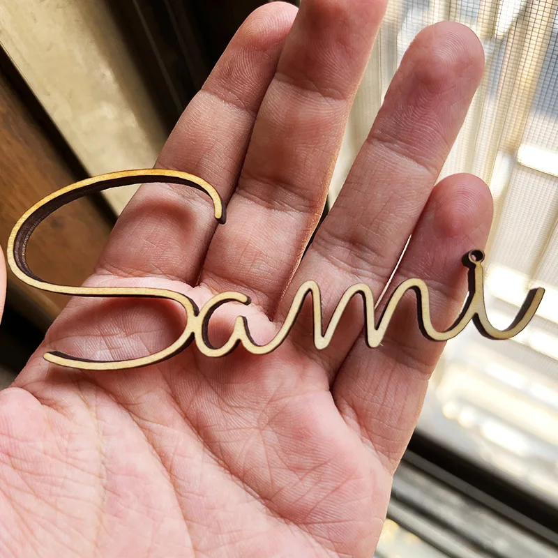 Personalized Laser Cut Wood Name Wedding Place Card Mirror Gold Acrylic Guest Bride and Groom Names Seating Tags place cards customize products
