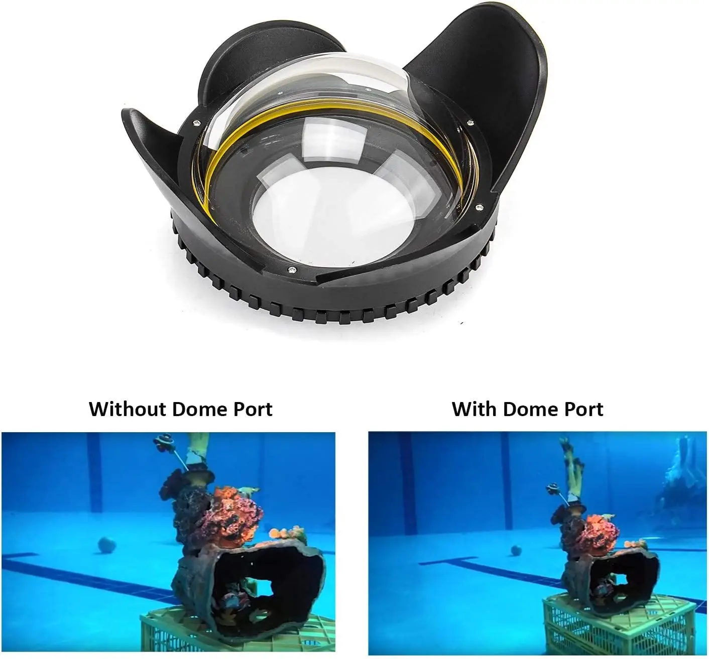 Seafrogs 어안 광각 렌즈 돔 포트 쉐이드 커버, 카메라 다이빙 하우징 (원형), 내압 최대 60m, 197ft