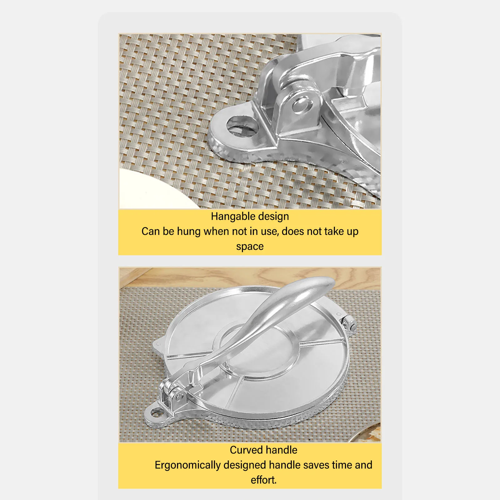 Manual Biscuit Press, Tortilla Press Aluminum Alloy Manual Tortilla Maker Pressing Tool for Pizza Pie Patty Making