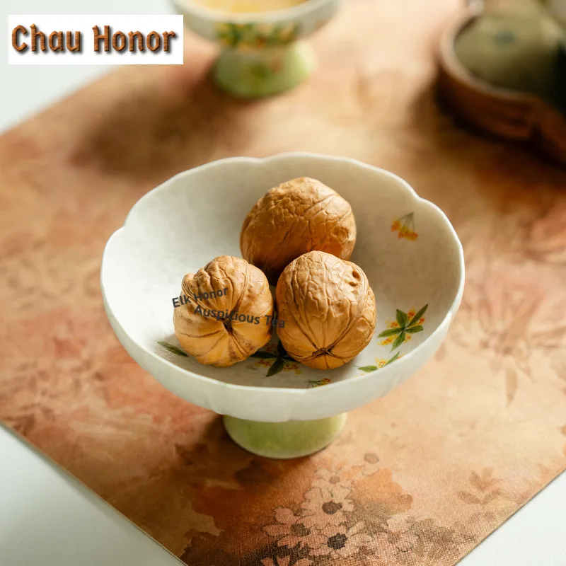 Hand-painted Osmanthus Flowers Fruit Dishes Handmade Pastry Plate Food Storage Tray Hospitality Dishes Tea Services Collectible