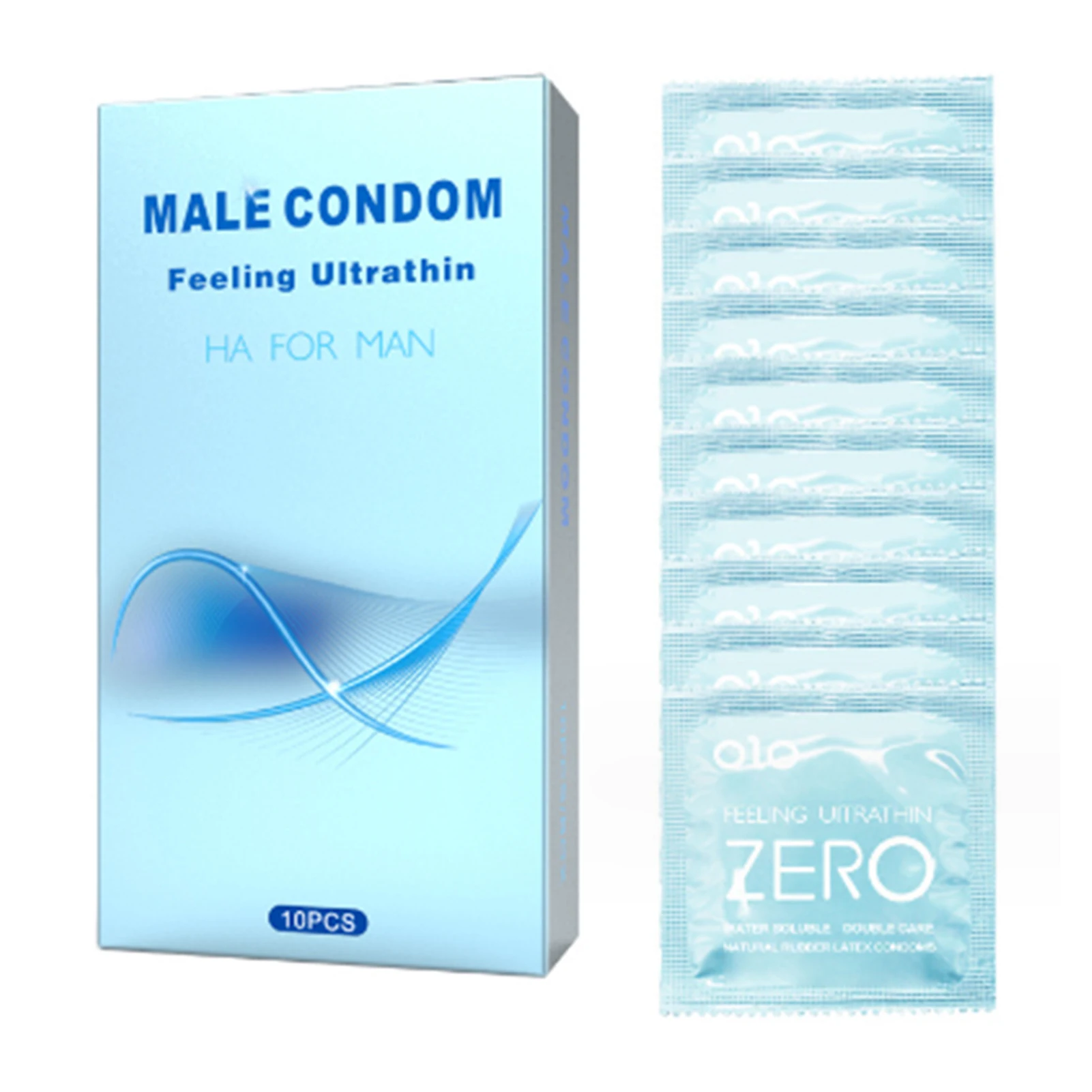 10pcs Ultra Thin Condoms Intimate Condone Super Lubricated Natural Latex Penis Sleeve Long Lasting Condom for Adult 18+ Sex Toys