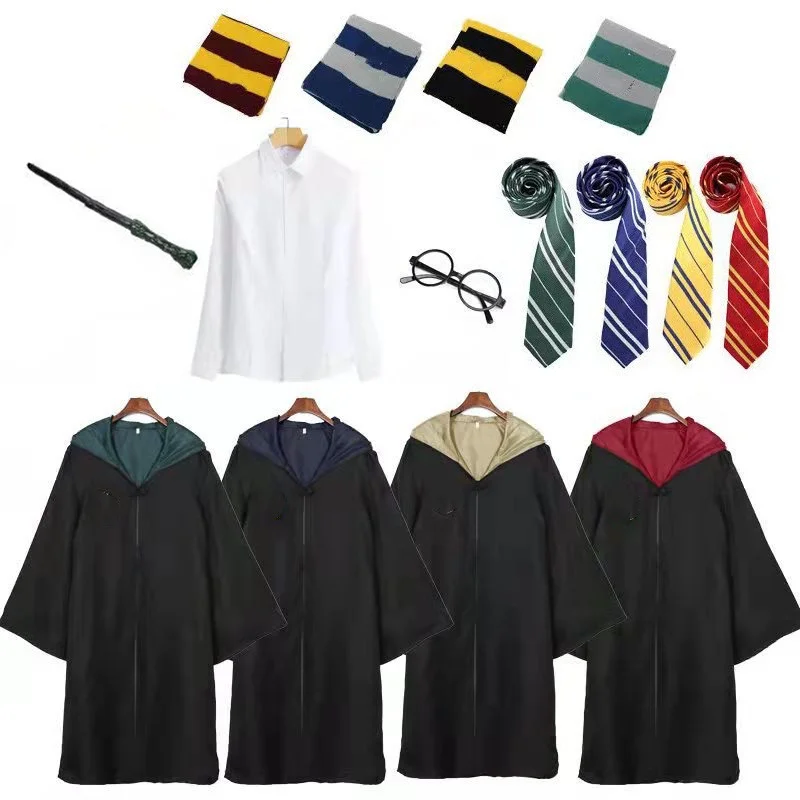 School of Witchcraft Harris Sets Performance Cloak Anime Halloween Adult Children's Cosplay Clothing Wizardry Cap Tie Scarf Gift