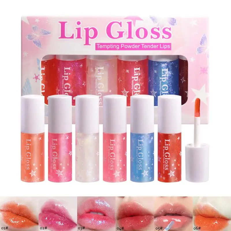 

Набор жидких блесков для губ, полупрозрачные оттенки, наборы глянцевых маслом для губ и глазурью, 6 шт. блесков для губ, коллекционный набор для макияжа, блестящий блеск для губ