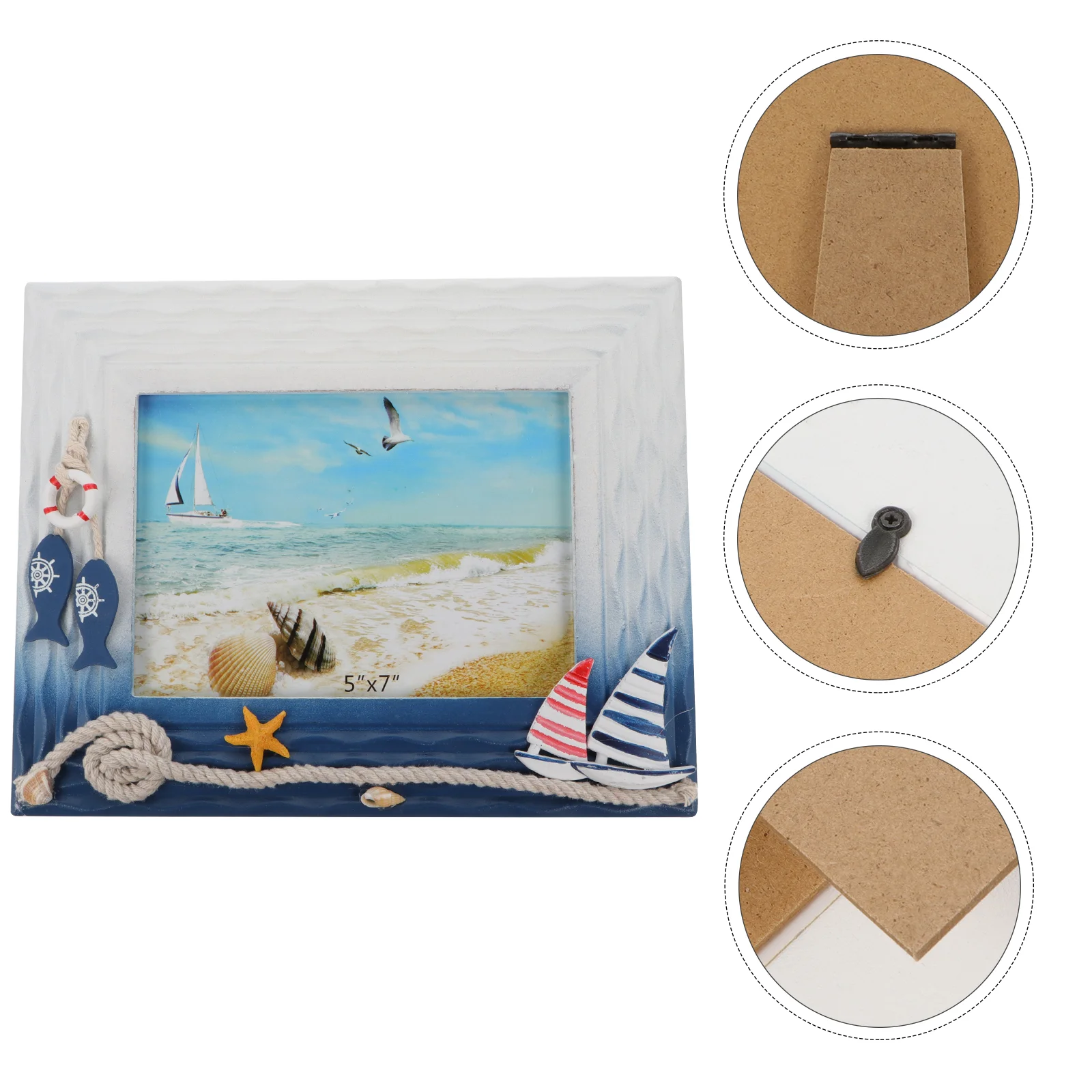 

Nautical Wooden Picture Frames Photo Frame Mediterranean Style Picture Holder Coastal Ocean Beach Theme Farmhouse Decor for