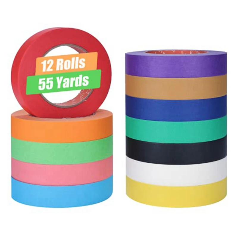 Colored Masking Tape 1 inch x 55 yards Roll