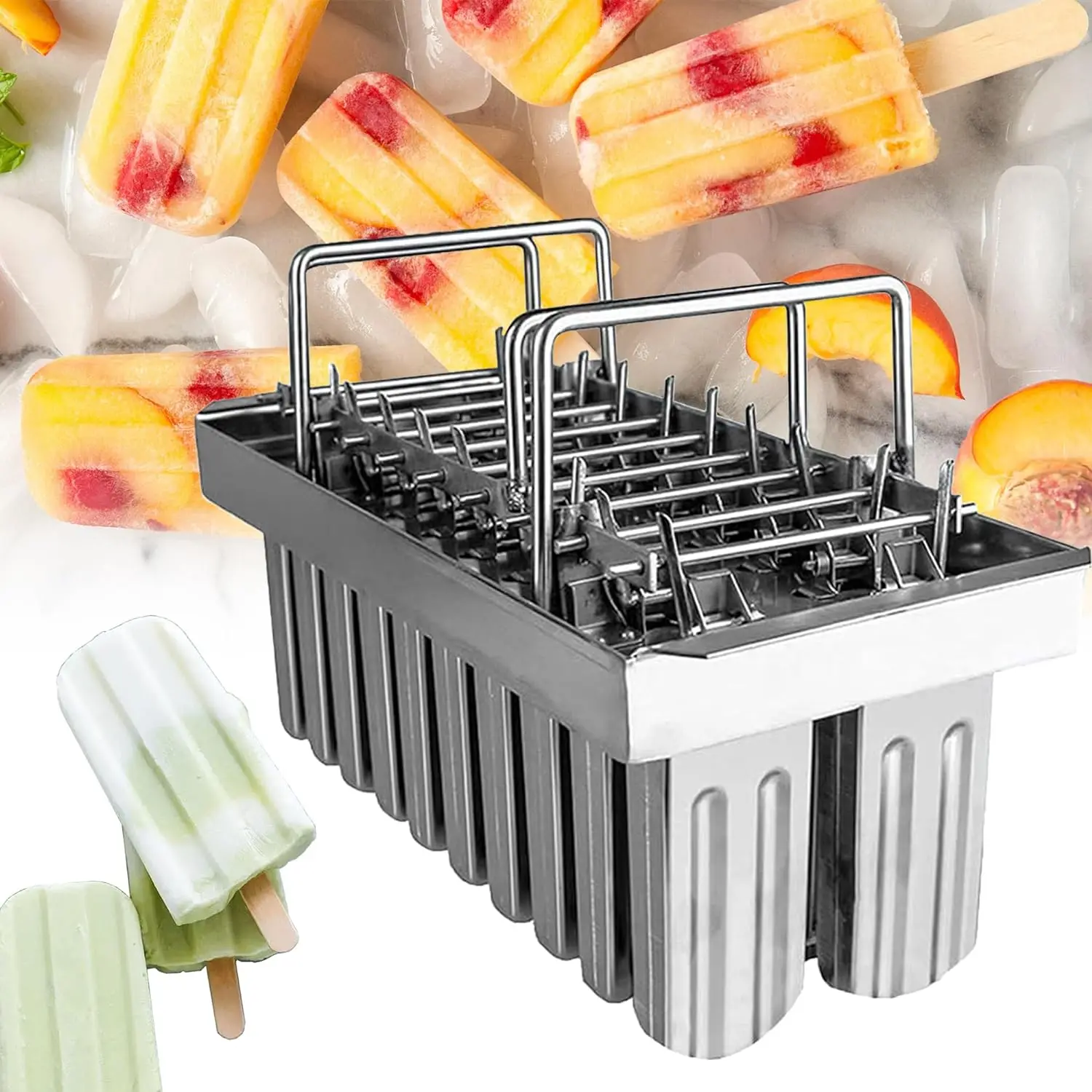 Mvckyi Commercial 20 Pcs Ice Cream Stick Mold Food-Grade Stainless Steel Lolly Popsicle Pop Holder Durable Healthy Efficient складная ложка брелок healthy food 4 х 6 6 см