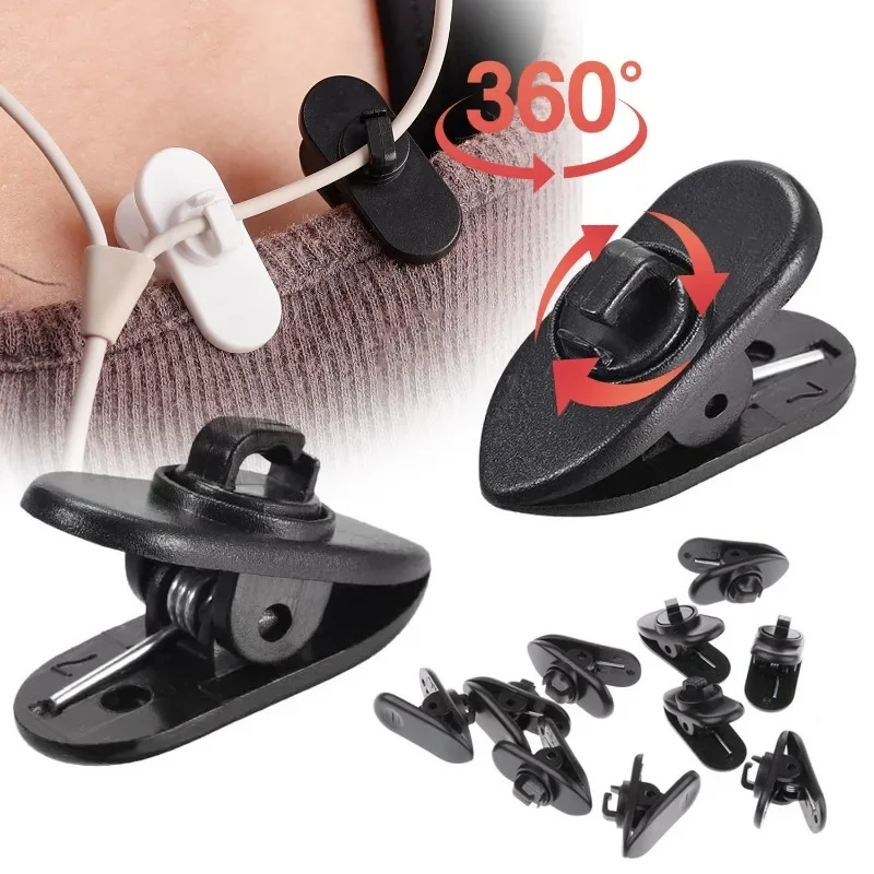 

1-10pcs Earphone Cable Clips Rotatable Headphone Line Clothing Clip Collar Detachable Cuff Clamp Hook Loop Earphone Accessories