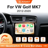 Autoradio AINAVI pour Volkswagen VW Golf 7 MK7 2012 2013 2014 2015 2016 2017 2018 2019 2020, lecteur multimédia sans fil Carplay Android Auto, Autoaudio GPS HDMI 1280 * 720 BT 5.0, gyroscope, sortie HDMI, contrôle gestuel, ventilateur de refroidissement intégré, 2 DIN 1
