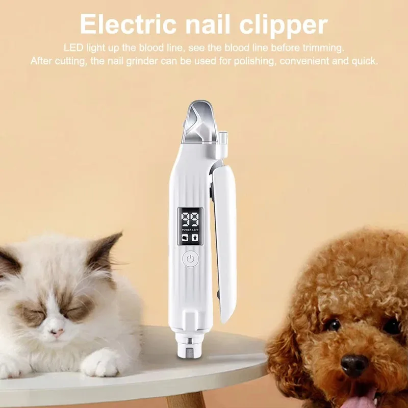 2 in 1 Electric Pet Nail Trimmer with LED Lights Pet Nail Grinder Dog Nail Trimmer and Grinder for Small Medium Large Dogs/Cats
