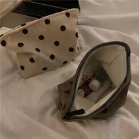 Style Corduroy Cosmetic Bag Women Handbags Purses Smile&Dots Makeup Organizer Storage Makeup Bag Girls Pencil Case Bags 2