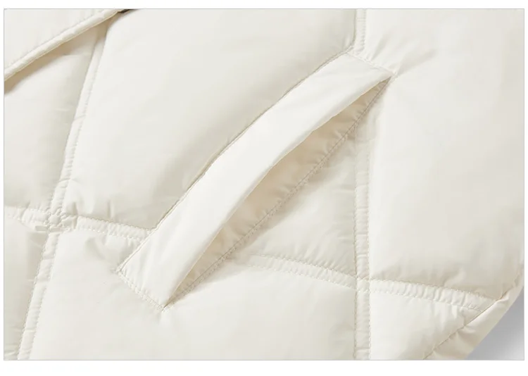 Cotton Clothing Women Loose Stand Collar Simple Casual Temperament Winter Gentle Waterproof Rhombus Versatile Thick Coat