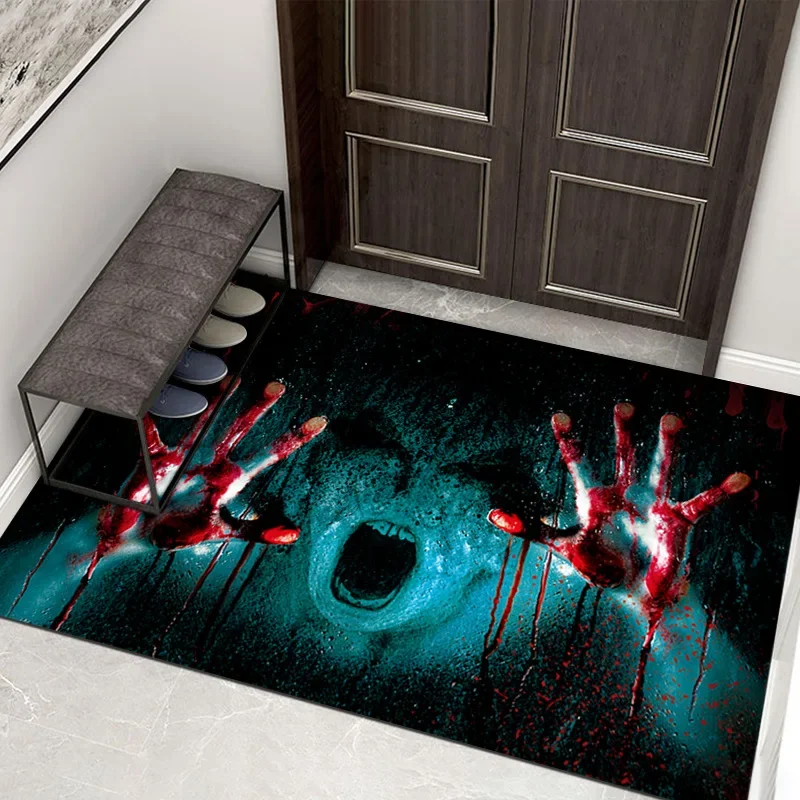 Neue 2024 Halloween Clowns dekorative Teppich 3d visuelle drei dimensionale Fußmatten Eingang Eingang Schädel Kürbis Fuß polster Teppiche – Detail 4