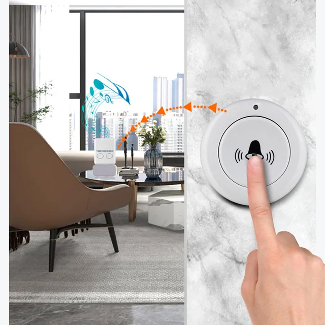 RF 433MHz Wireless Doorbell DC 5V USB Remote Controll Receiver Round Single Button Transmitter Door Bell Calls 30 Ringtongs 4