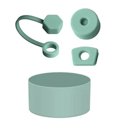 Silicone Tumbler Accessory Set: Spill-Proof Stopper, Protective Boot, and Straw (Green)