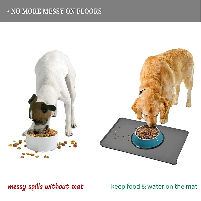 Silicone Dog Mat Non-Stick Pet Fountain Tray Cat Bowl Mat Waterproof Food Pad Pet Feeding Drinking Pads Easy Washing Placemat pet cooling mat pet bed mat